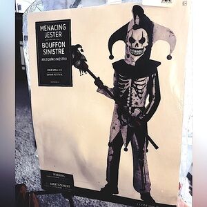 Menacing Jester Skeleton Child 3 Piece Halloween Costume Small 4-6 NEW unopened